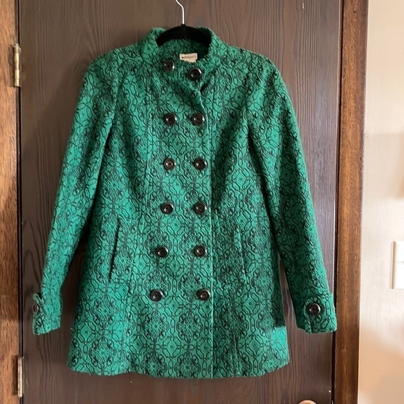 Elevenses dark green and dark brown heavy coat with double buttons. Size 2 - Picture 1 of 12